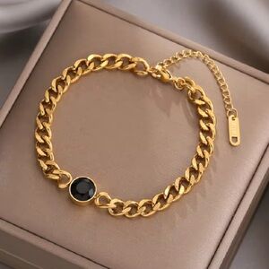 New Stainless Steel Gold and Black Chain Bracelet